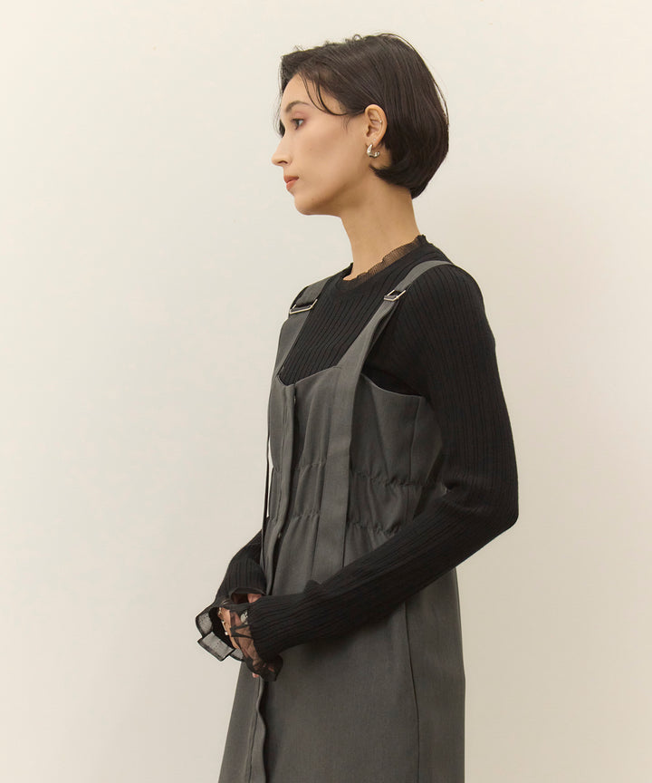 (eliuu)Sheer Mix Soft Knit Top