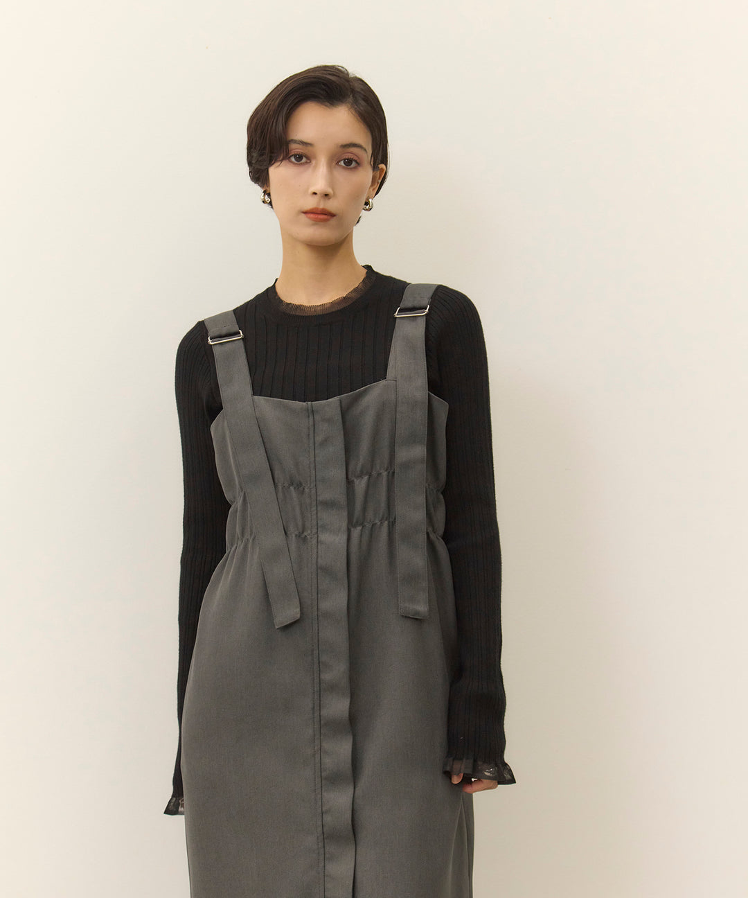 (eliuu)Sheer Mix Soft Knit Top