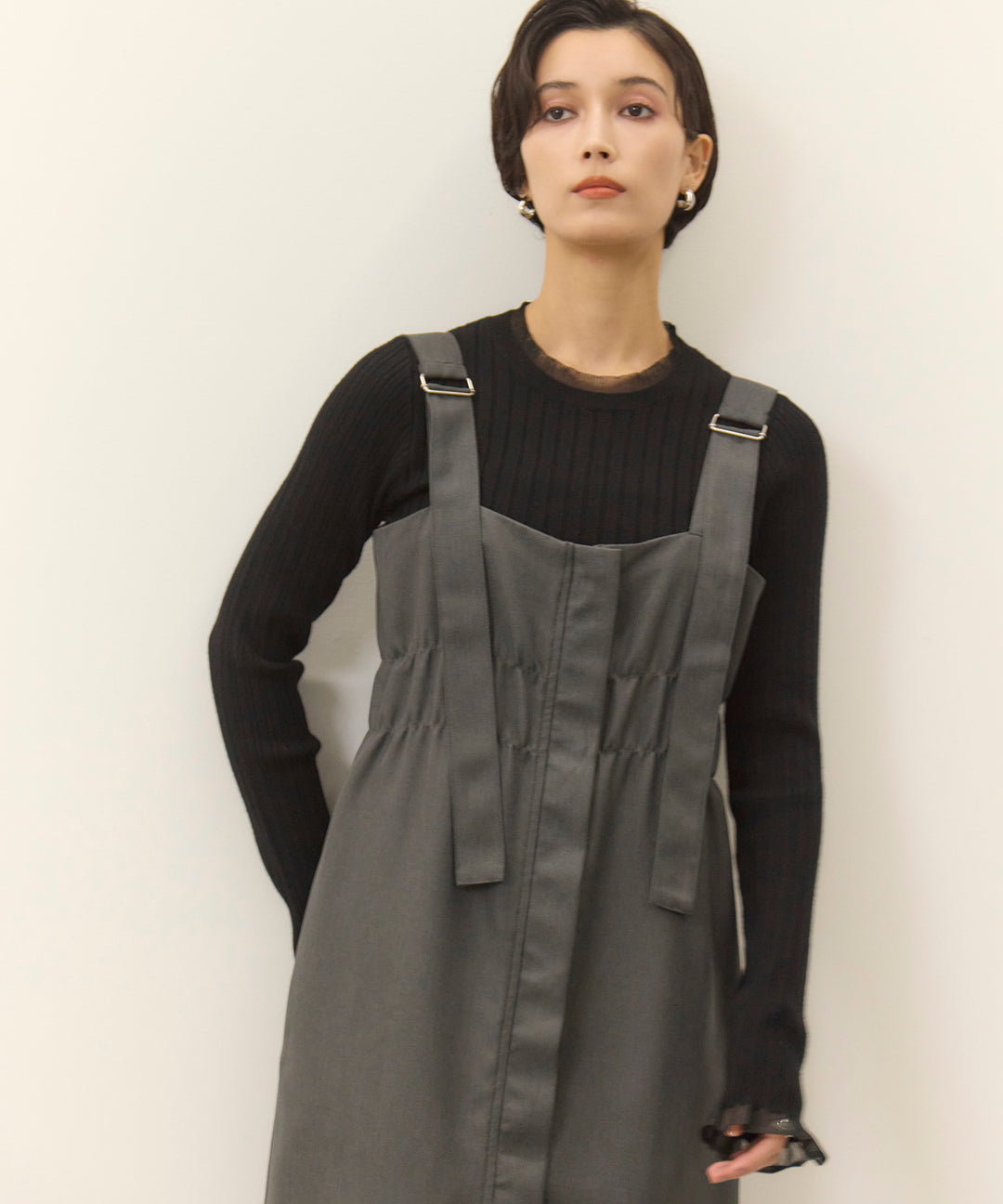 (eliuu)Sheer Mix Soft Knit Top