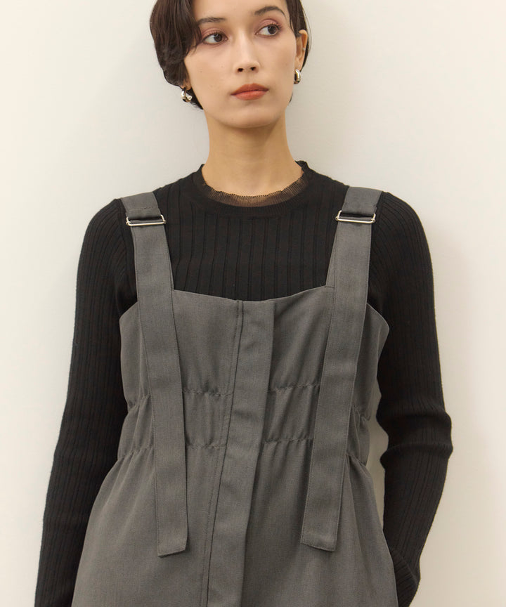 [SET]Sheer Mix Soft Knit Top+Ester Jumper Skirt OP