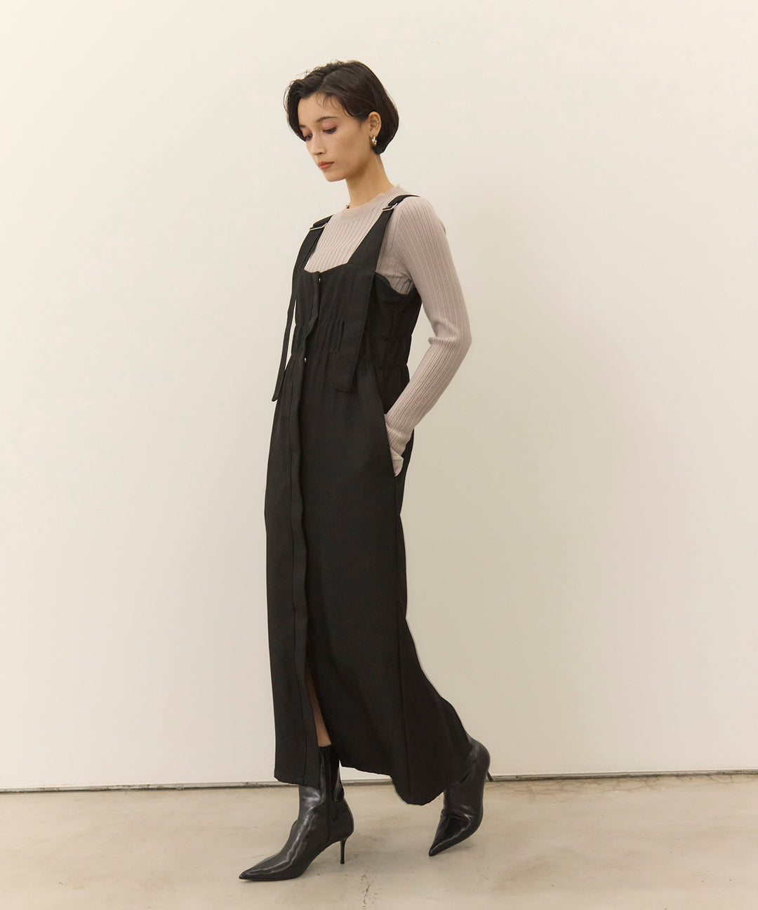 [SET]Sheer Mix Soft Knit Top+Ester Jumper Skirt OP