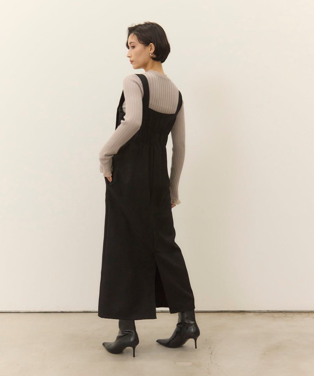 [SET]Sheer Mix Soft Knit Top+Ester Jumper Skirt OP