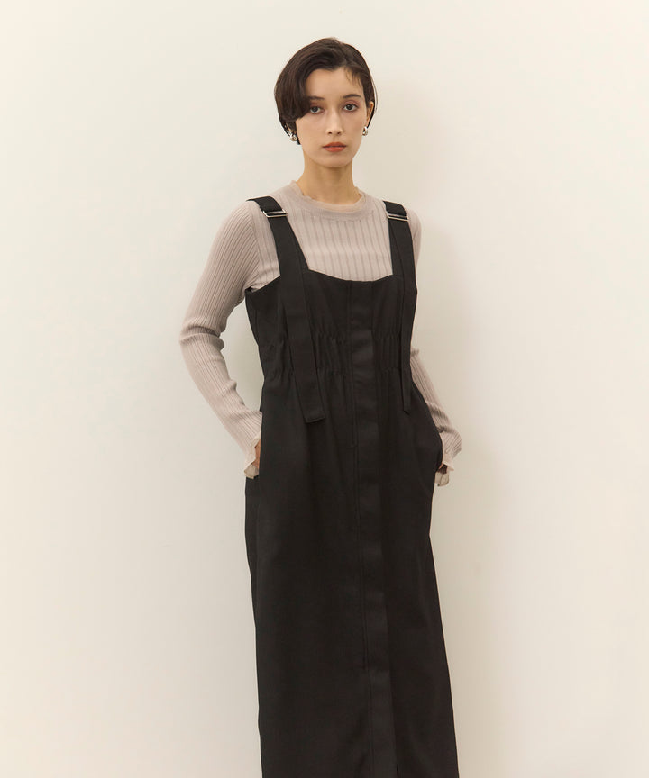 [SET]Sheer Mix Soft Knit Top+Ester Jumper Skirt OP