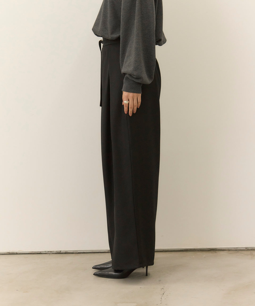 (eliuu)Wrap Belt Wide Slacks