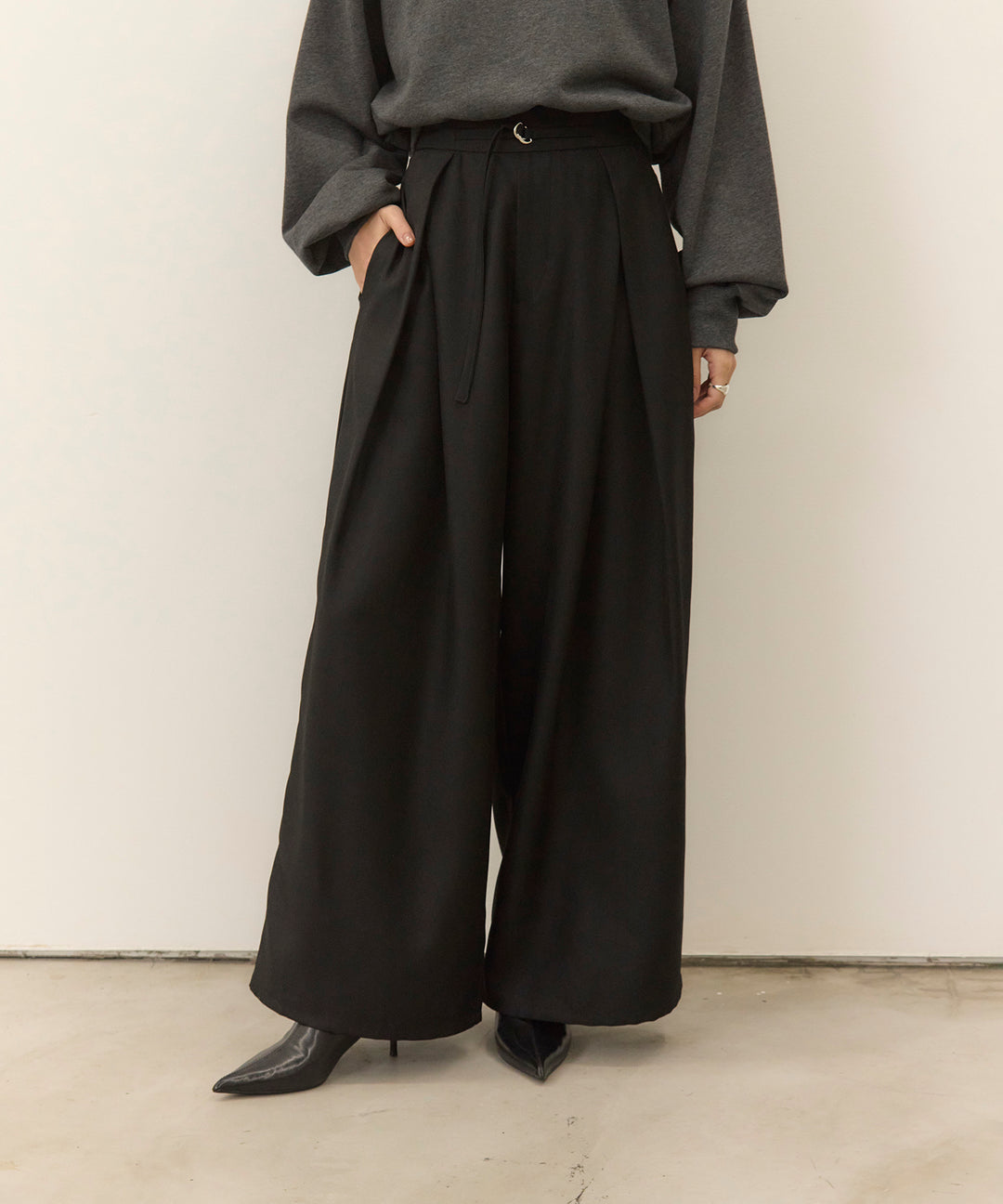 (eliuu)Wrap Belt Wide Slacks