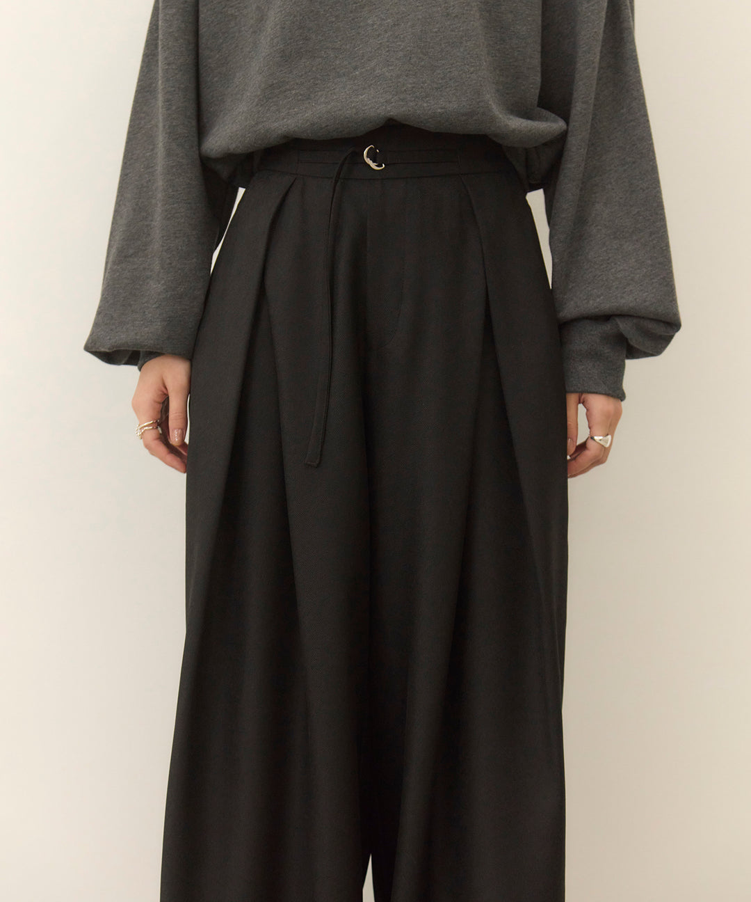(eliuu)Wrap Belt Wide Slacks