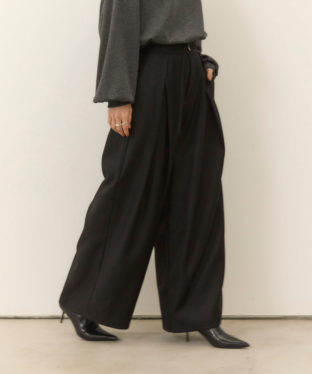 (eliuu)Wrap Belt Wide Slacks