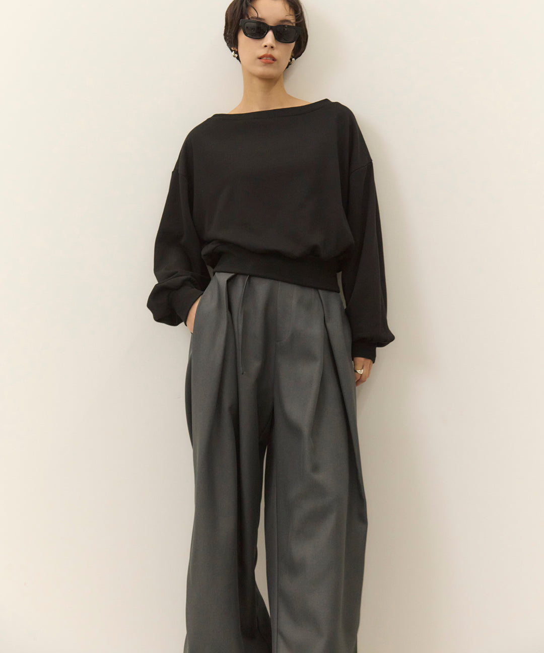(eliuu)Wrap Belt Wide Slacks