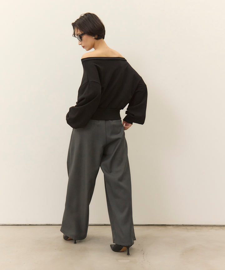 (eliuu)Sweat  Boat Neck Top