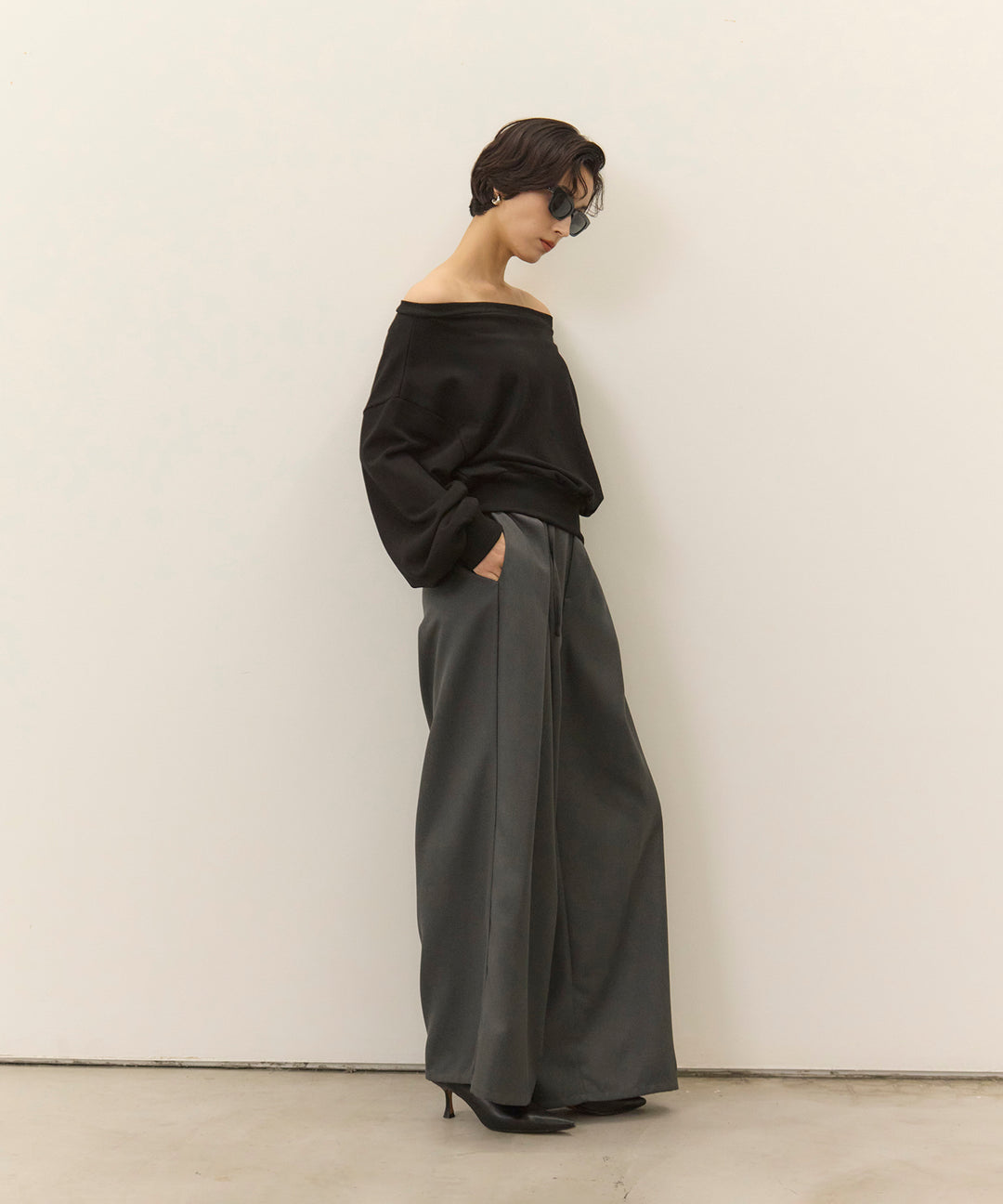 (eliuu)Wrap Belt Wide Slacks
