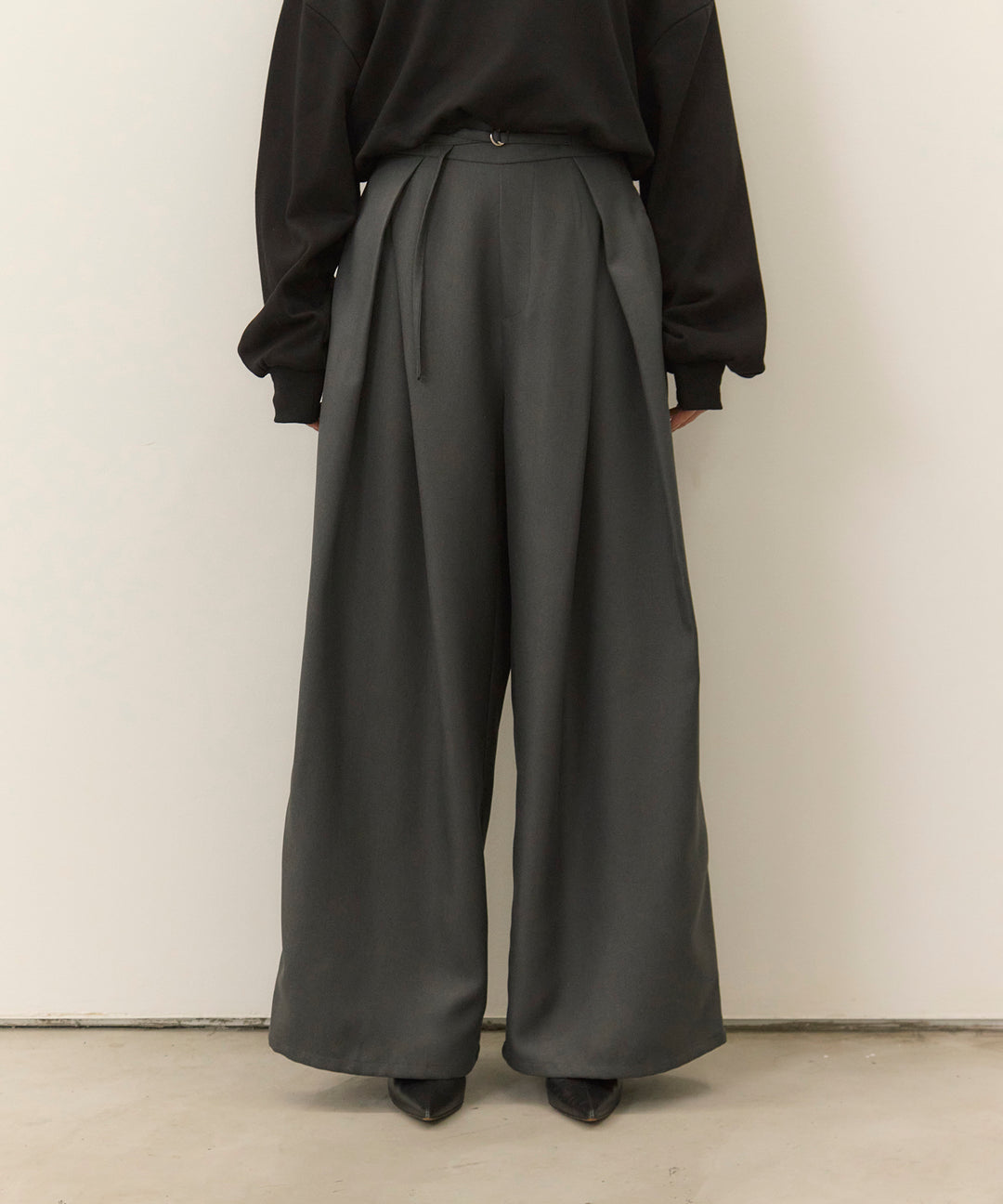 (eliuu)Wrap Belt Wide Slacks
