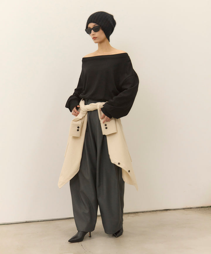 (eliuu)Wrap Belt Wide Slacks
