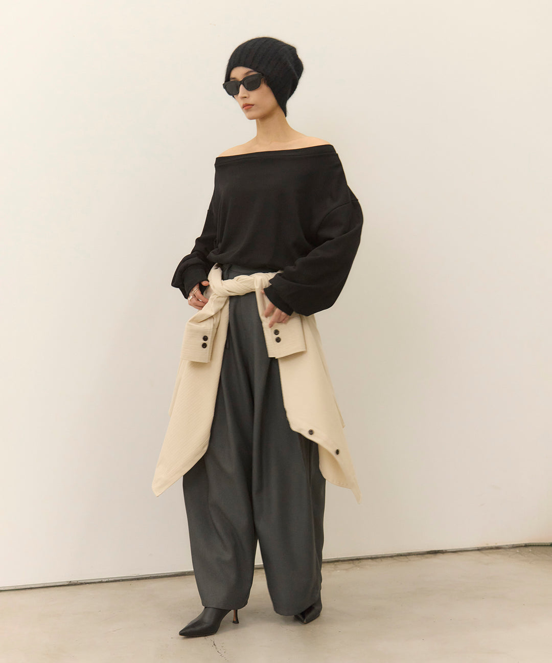 (eliuu)Sweat  Boat Neck Top