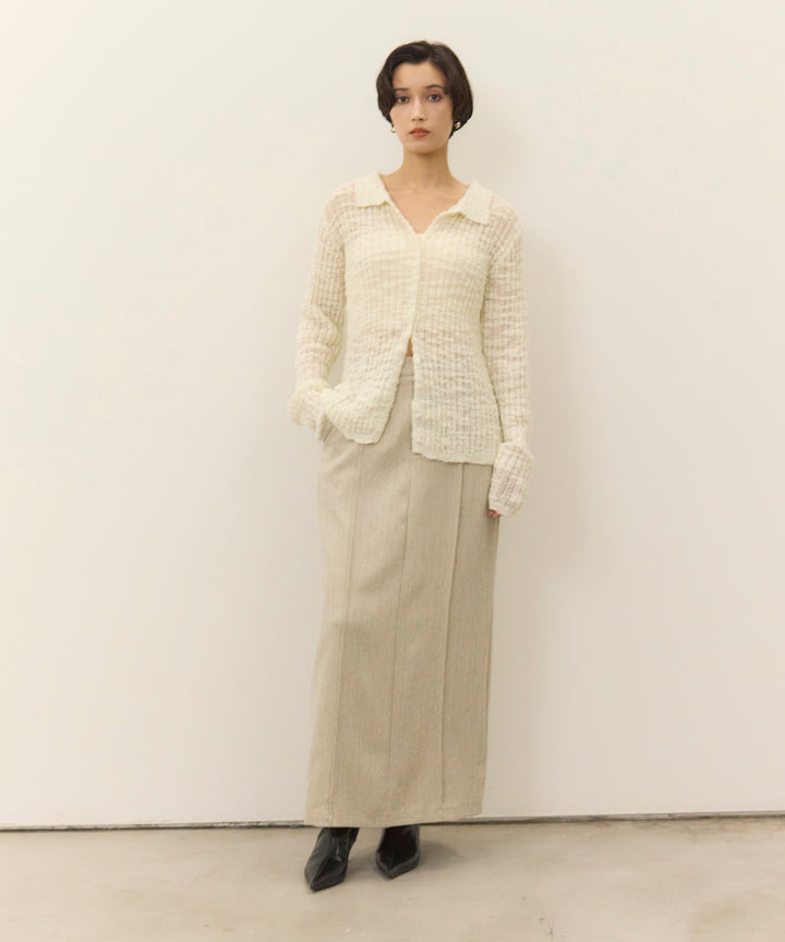 (eliuu)Pintuck Herringbone Skirt