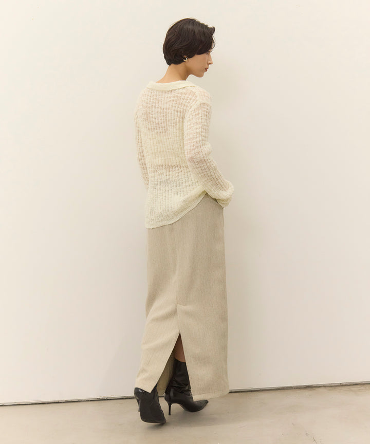 (eliuu)Pintuck Herringbone Skirt