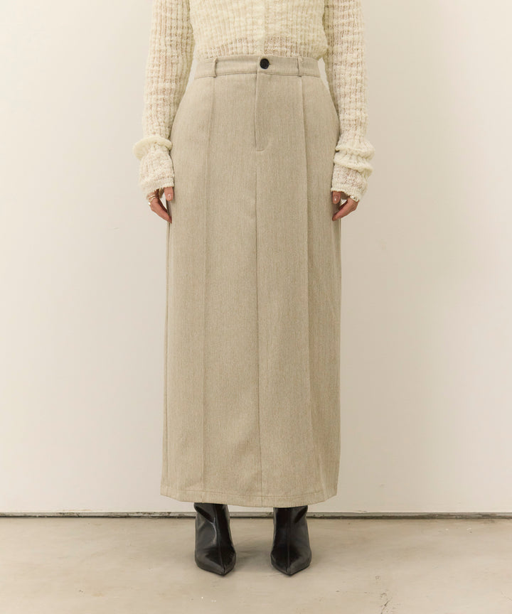 (eliuu)Pintuck Herringbone Skirt