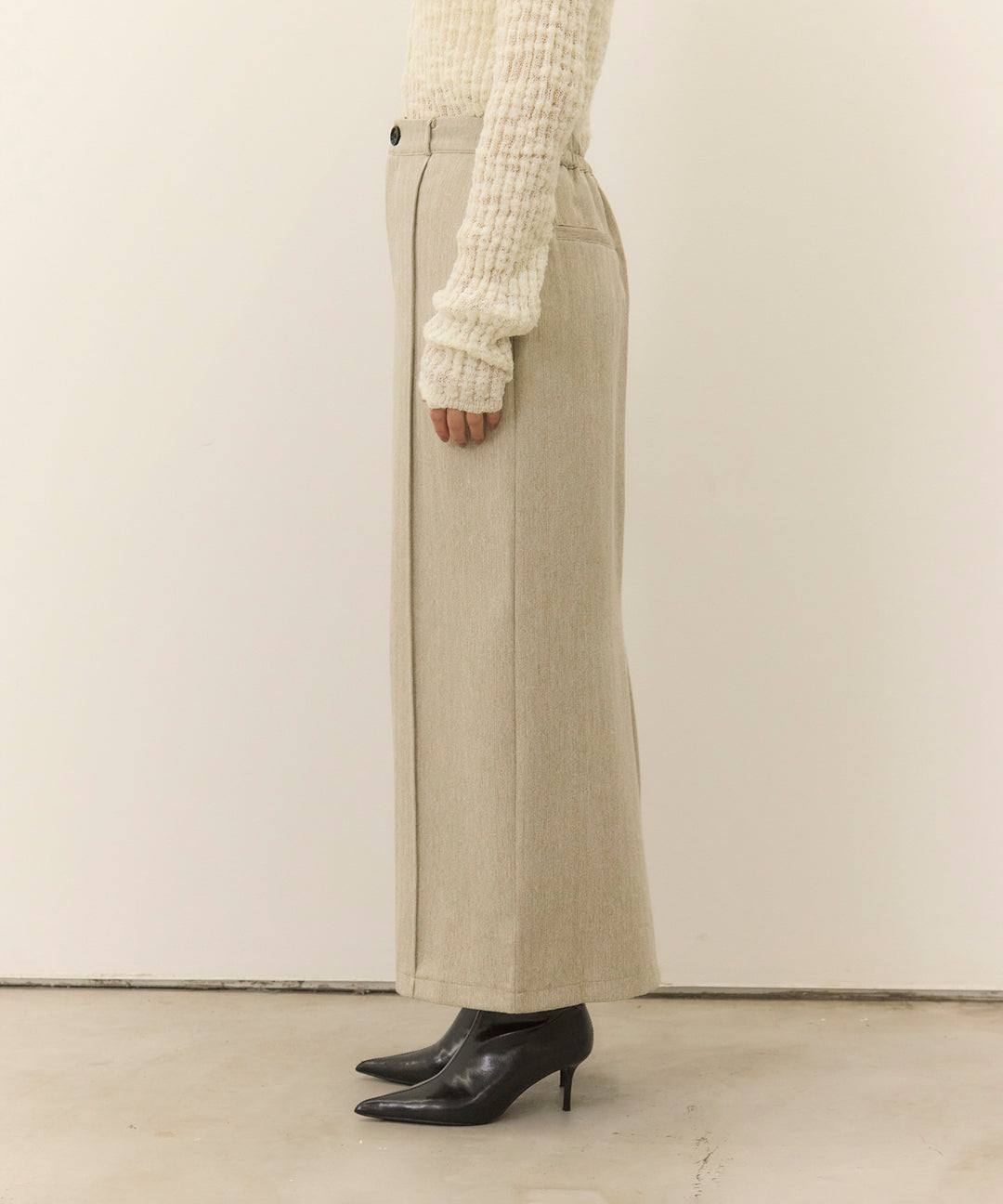 (eliuu)Pintuck Herringbone Skirt