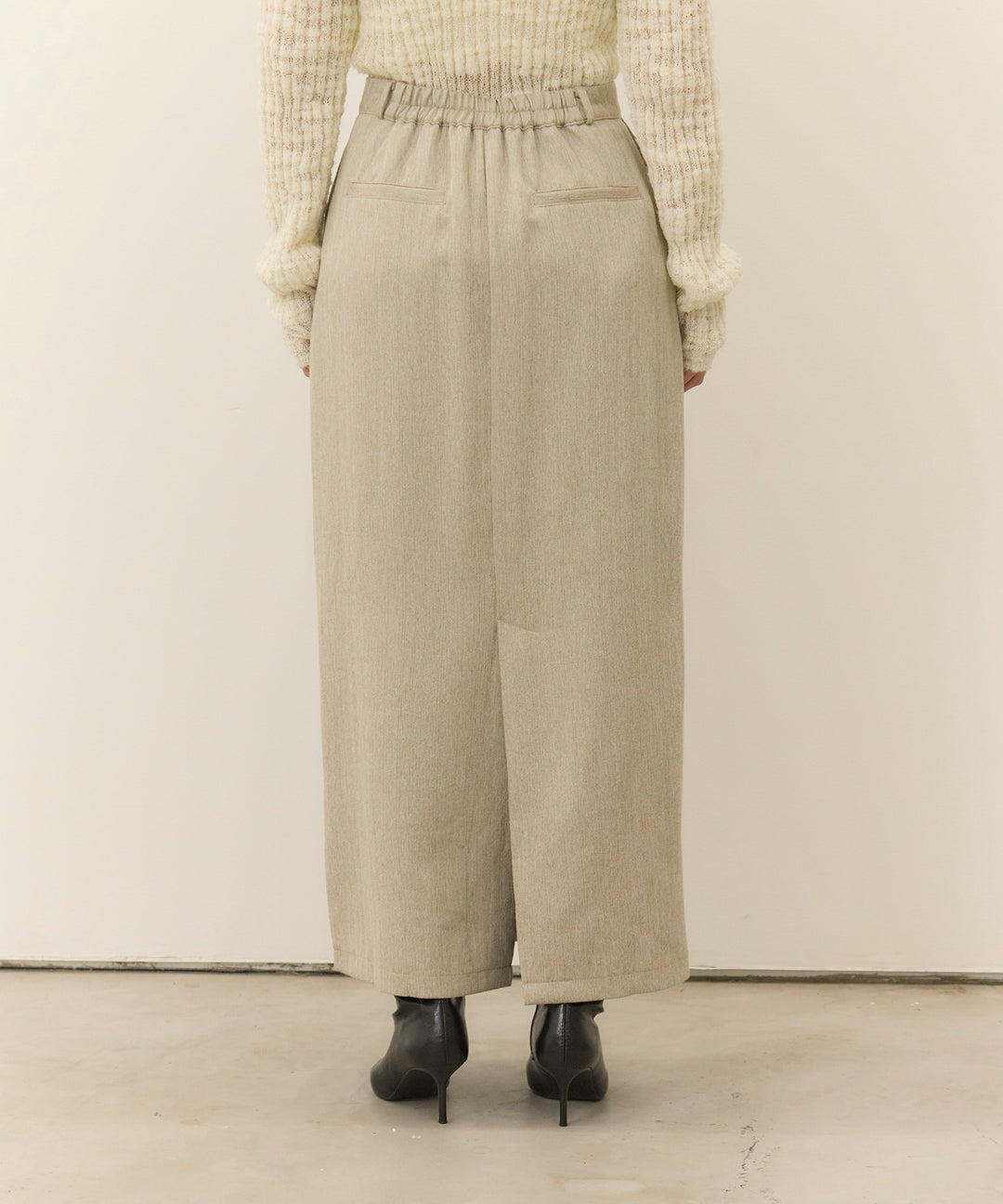 (eliuu)Pintuck Herringbone Skirt