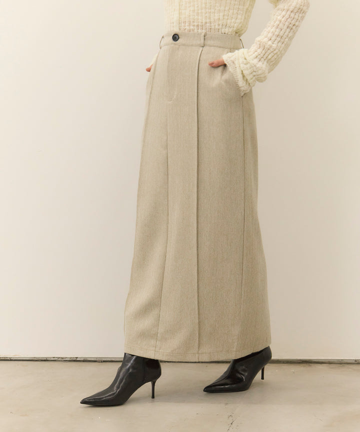 (eliuu)Pintuck Herringbone Skirt