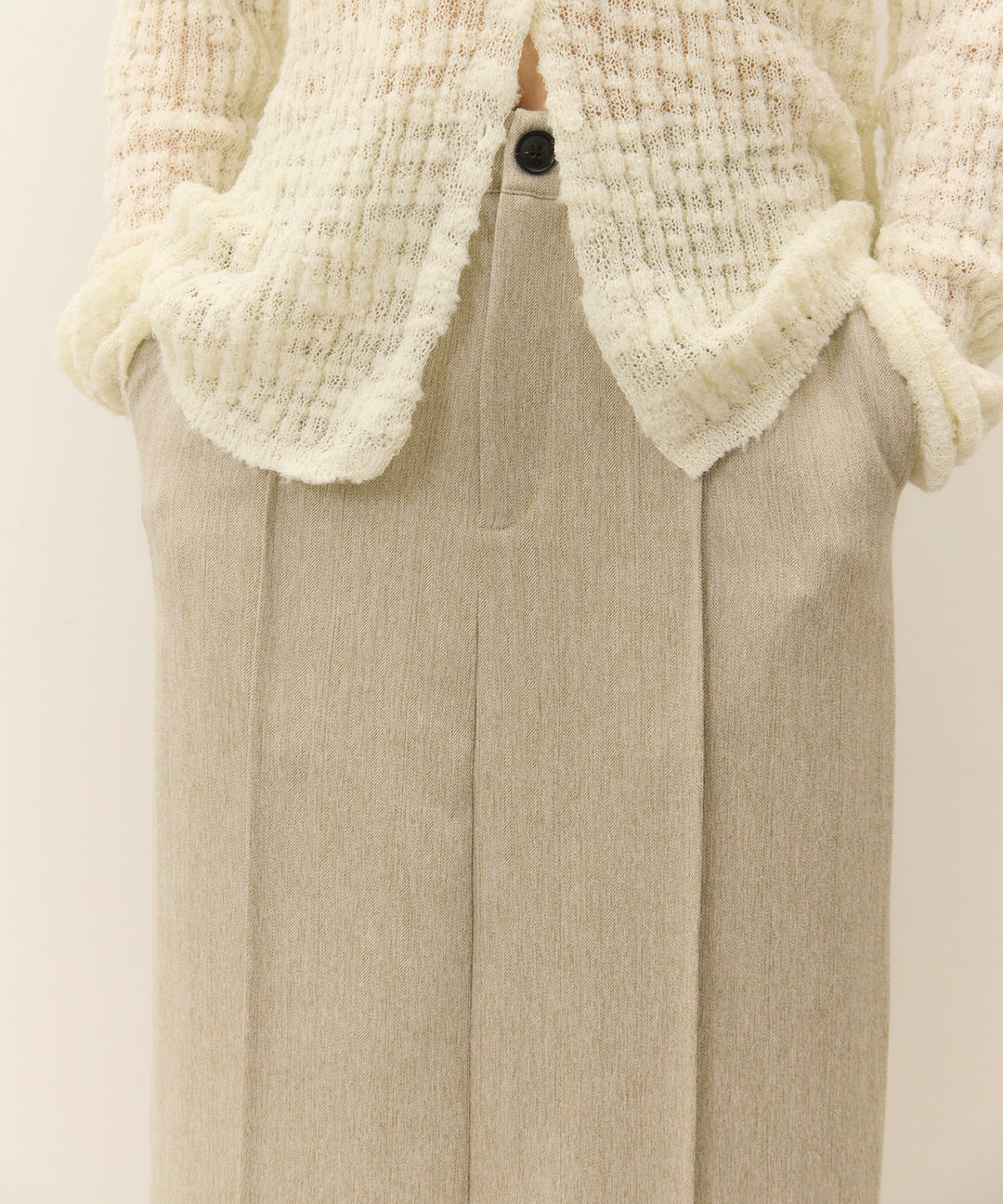 (eliuu)Pintuck Herringbone Skirt