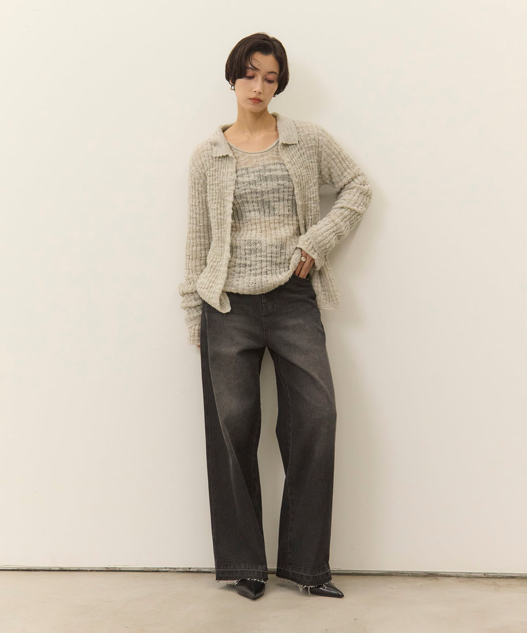 (eliuu)Slub Yarn Knit Top
