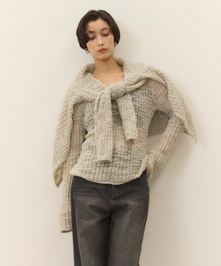 (eliuu)Slub Yarn Knit Top