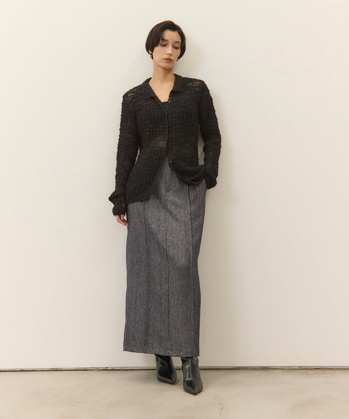 (eliuu)Pintuck Herringbone Skirt