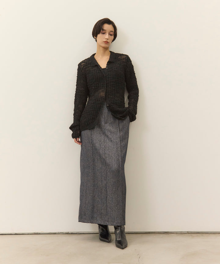 (eliuu)Slub Yarn Knit Polo Cardigan
