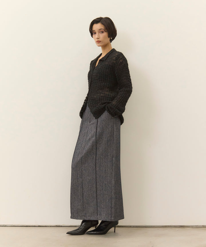 (eliuu)Pintuck Herringbone Skirt