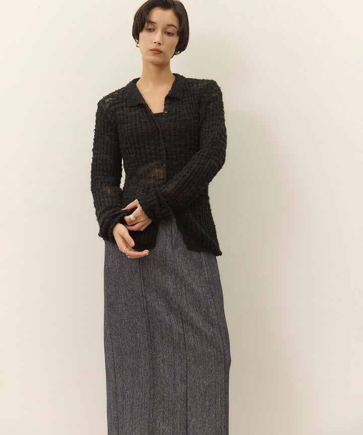 (eliuu)Pintuck Herringbone Skirt