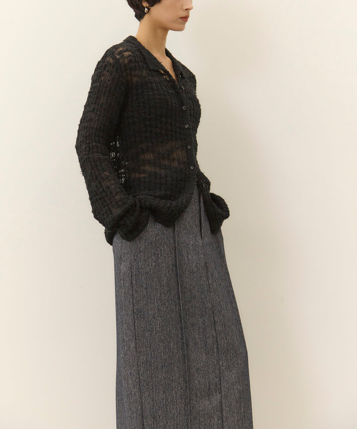 (eliuu)Pintuck Herringbone Skirt