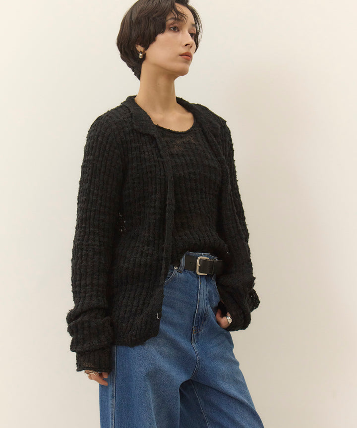 (eliuu)Slub Yarn Knit Top