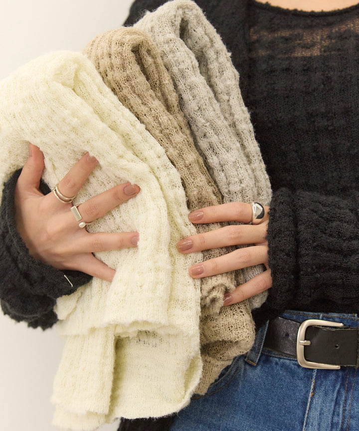 (eliuu)Slub Yarn Knit Polo Cardigan
