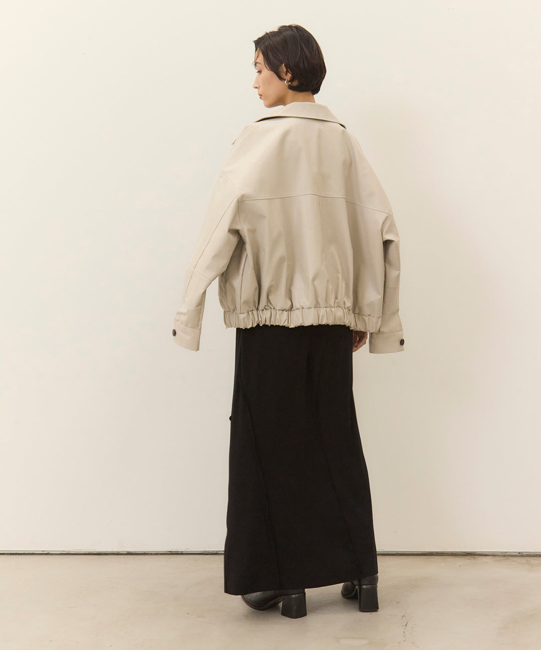 (eliuu)Fake Leather Wide BZ