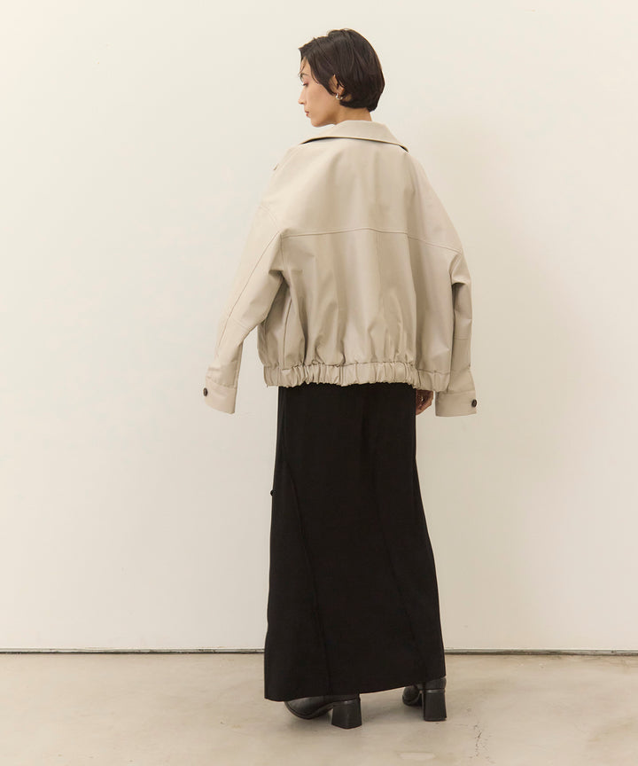 (eliuu)Fake Leather Wide BZ