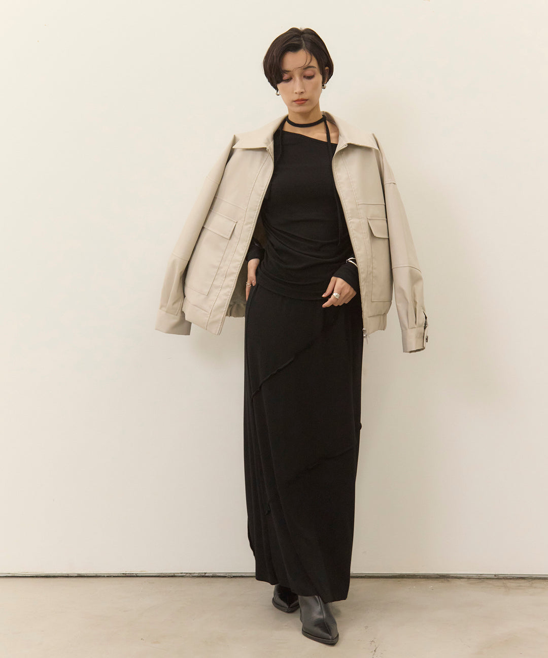 (eliuu)Fake Leather Wide BZ