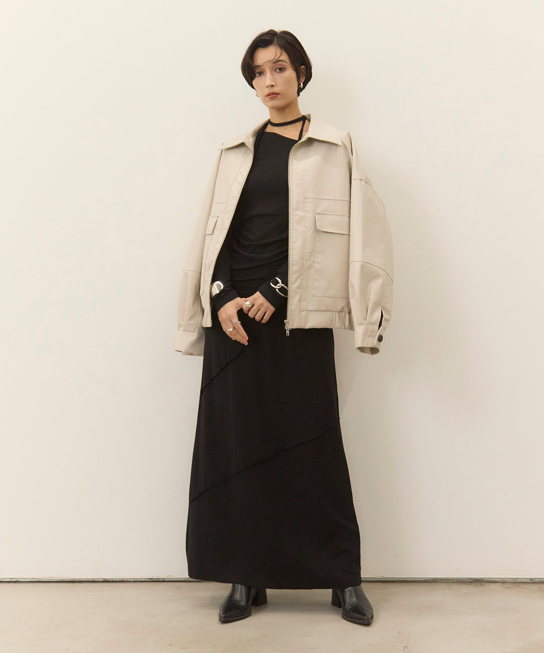 (eliuu)Fake Leather Wide BZ