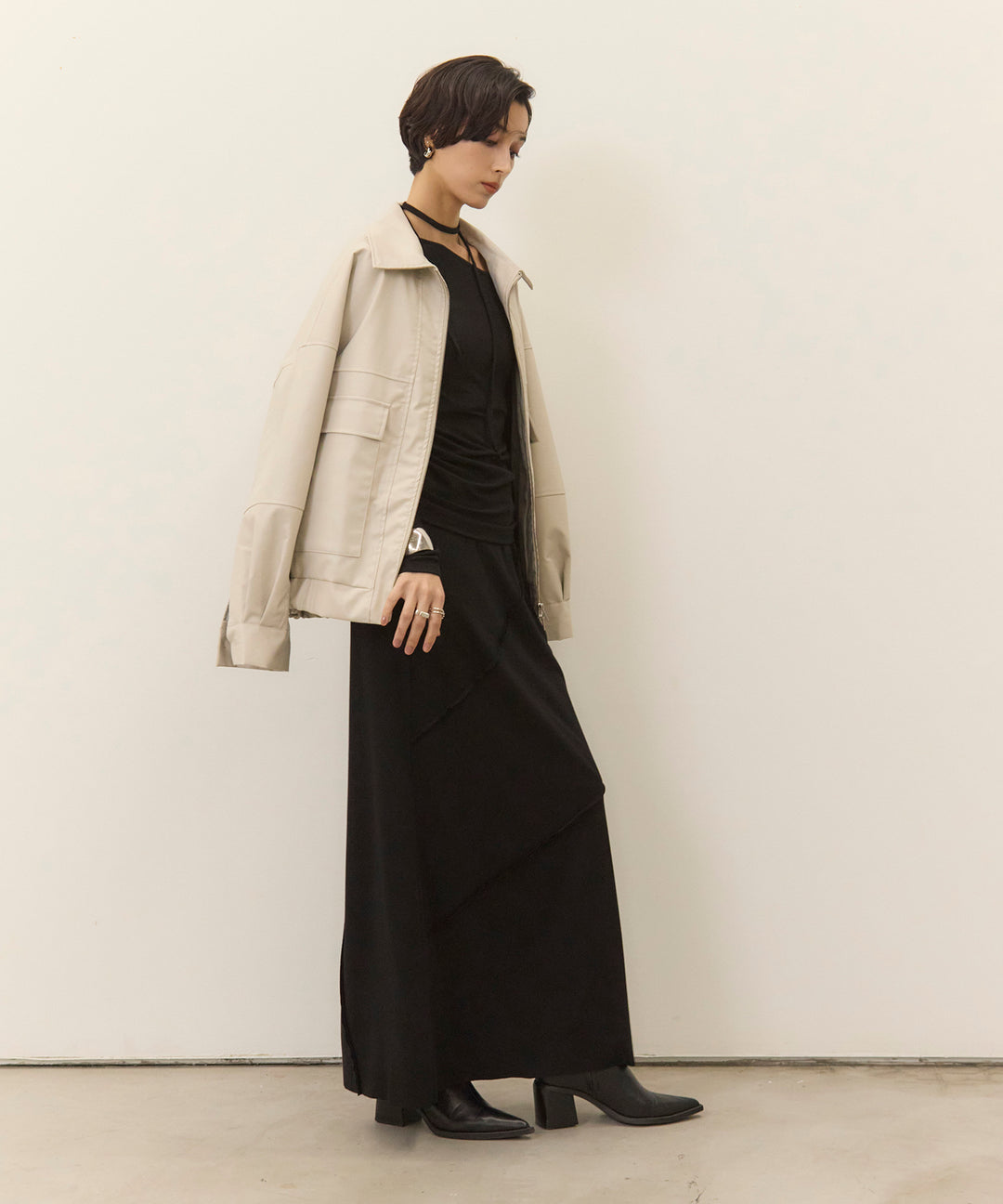 (eliuu)Fake Leather Wide BZ