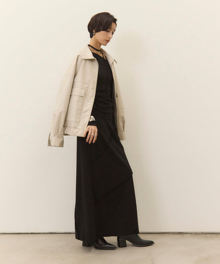 (eliuu)Fake Leather Wide BZ