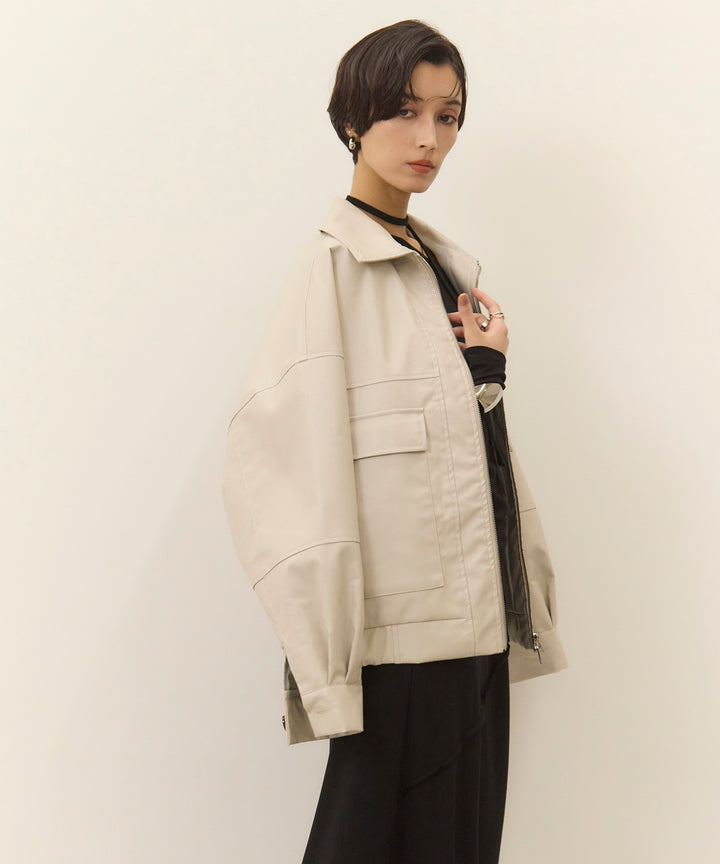 (eliuu)Fake Leather Wide BZ