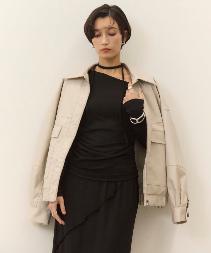 (eliuu)Fake Leather Wide BZ