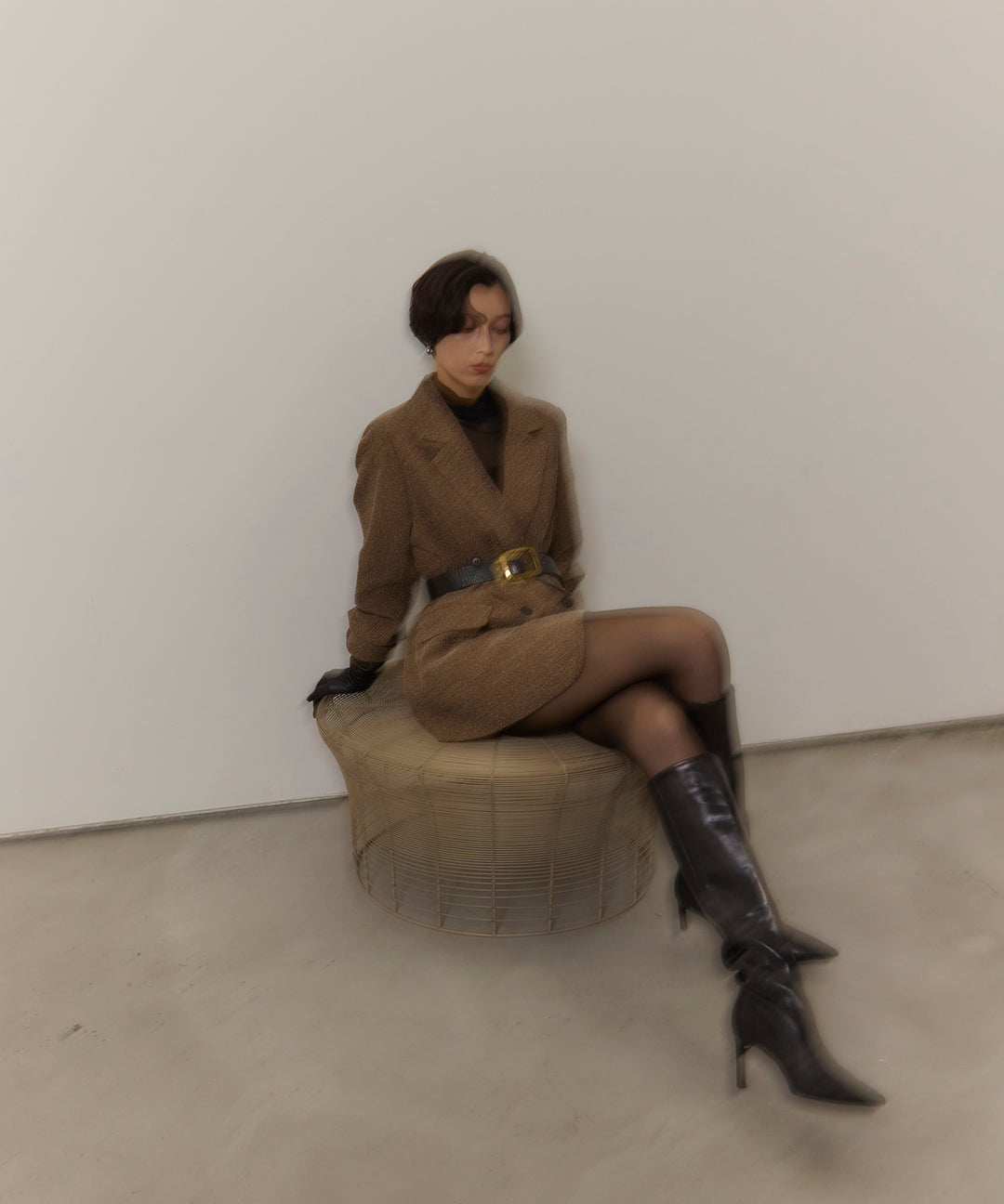 (eliuu)Slub Color Tweed JK