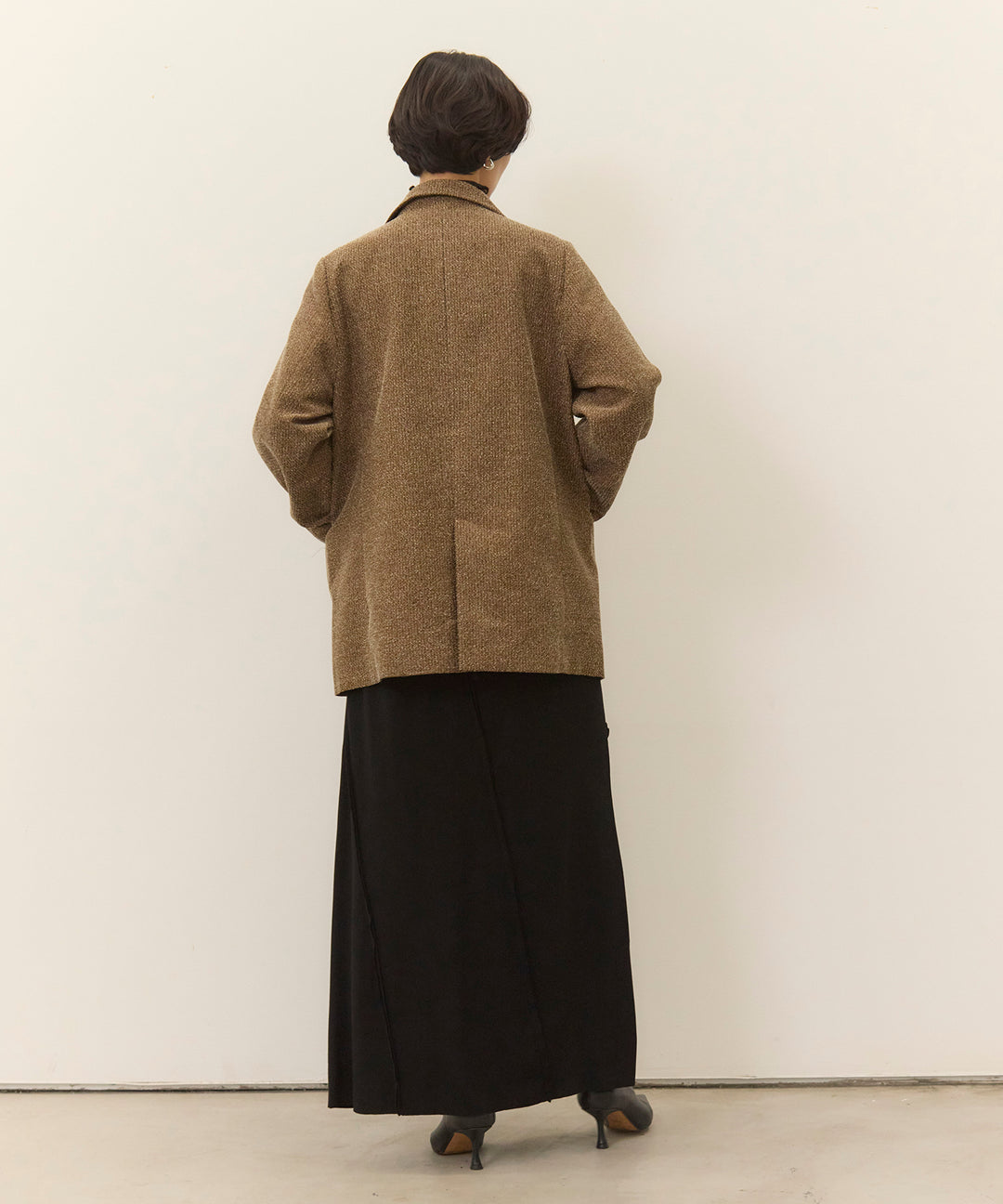 [SET]Slub Color Tweed JK+Wave Outseam Skirt