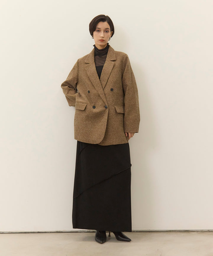 [SET]Slub Color Tweed JK+Wave Outseam Skirt
