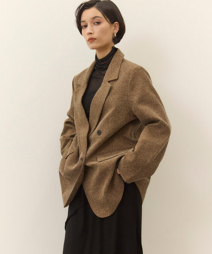 [SET]Slub Color Tweed JK+Wave Outseam Skirt