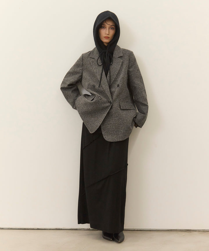 [SET]Slub Color Tweed JK+Wave Outseam Skirt