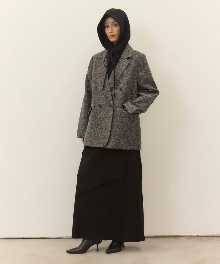 [SET]Slub Color Tweed JK+Wave Outseam Skirt