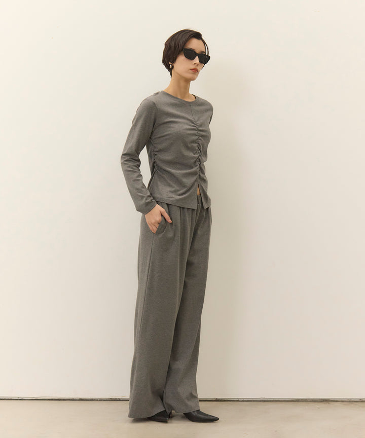 [SET]Shirring Cut Long Tee+Easy Cut Pants