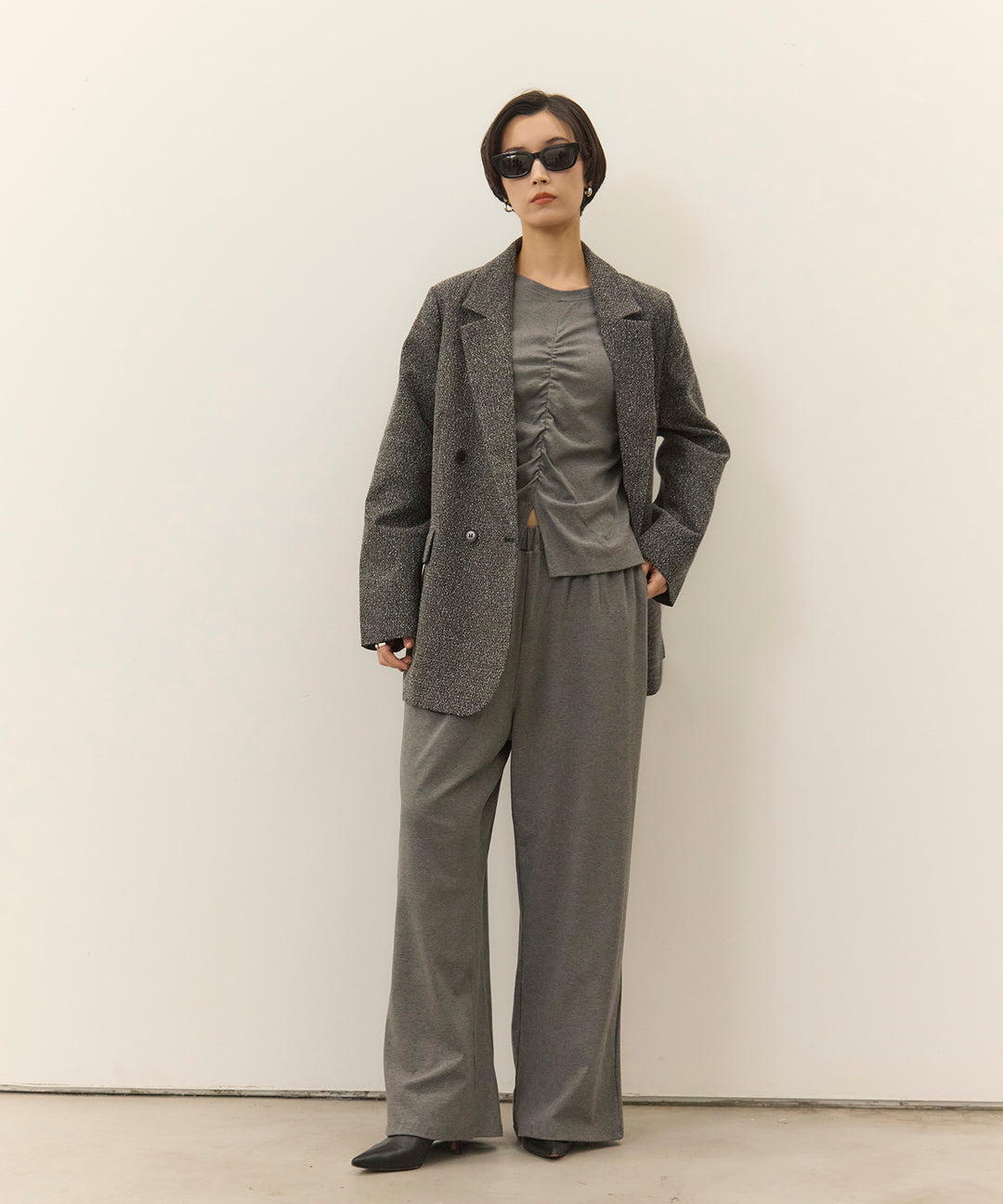 (eliuu)Shirring Cut Long Tee