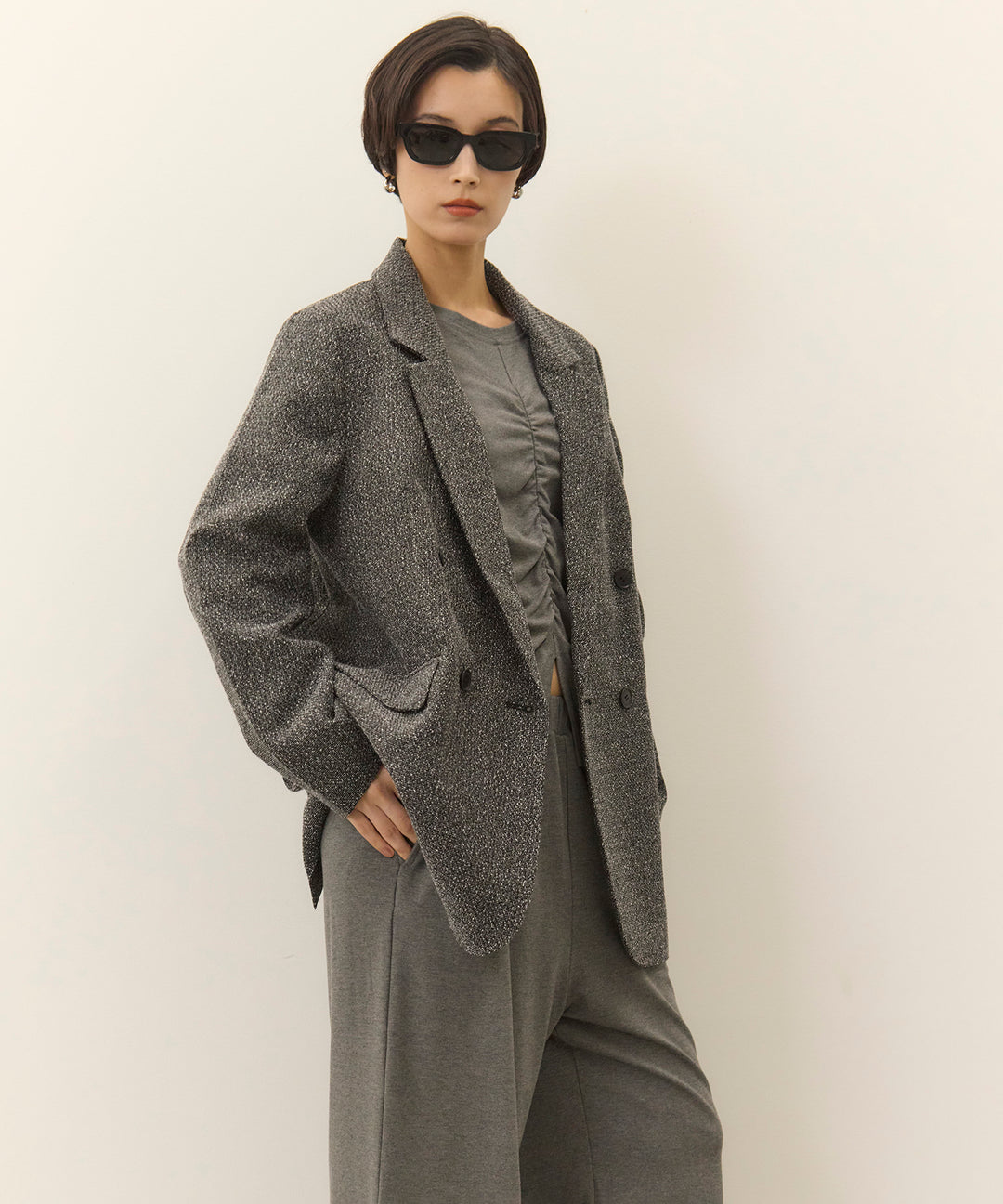 (eliuu)Slub Color Tweed JK